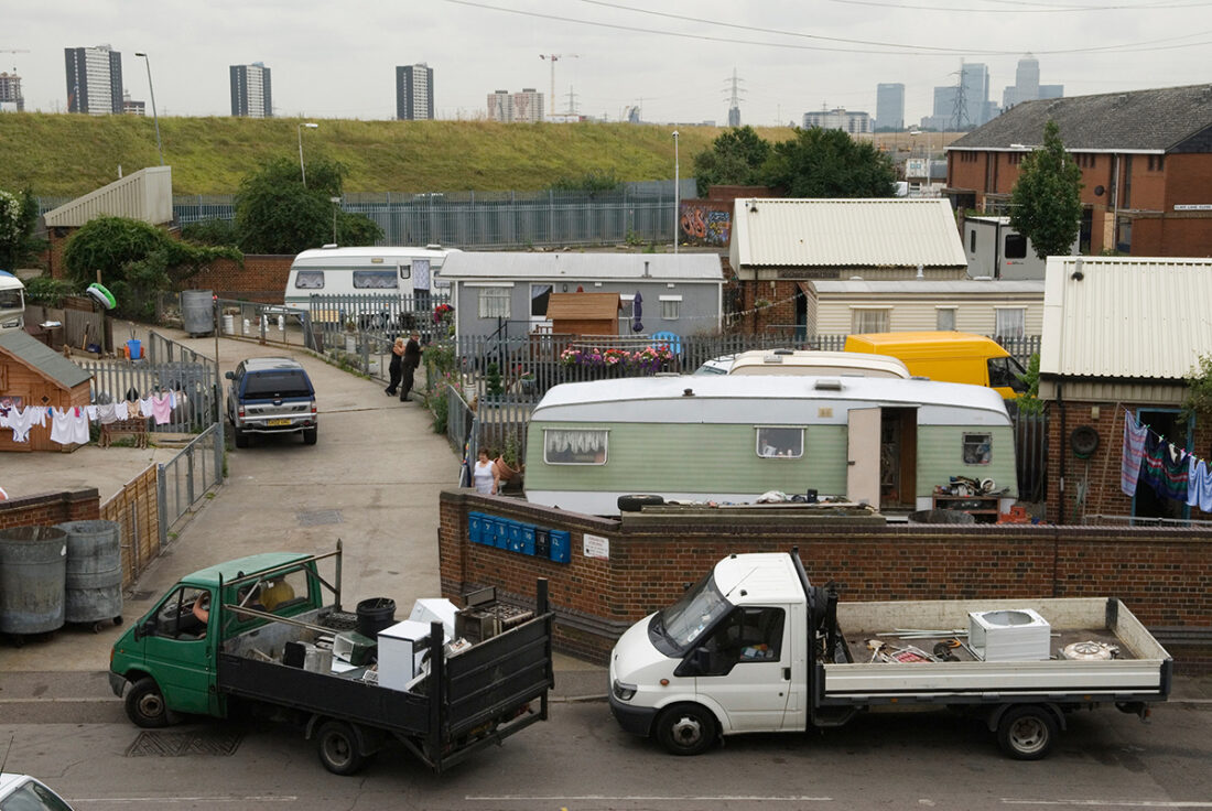 Gypsy encampment east London Clays Lane Tinkers site